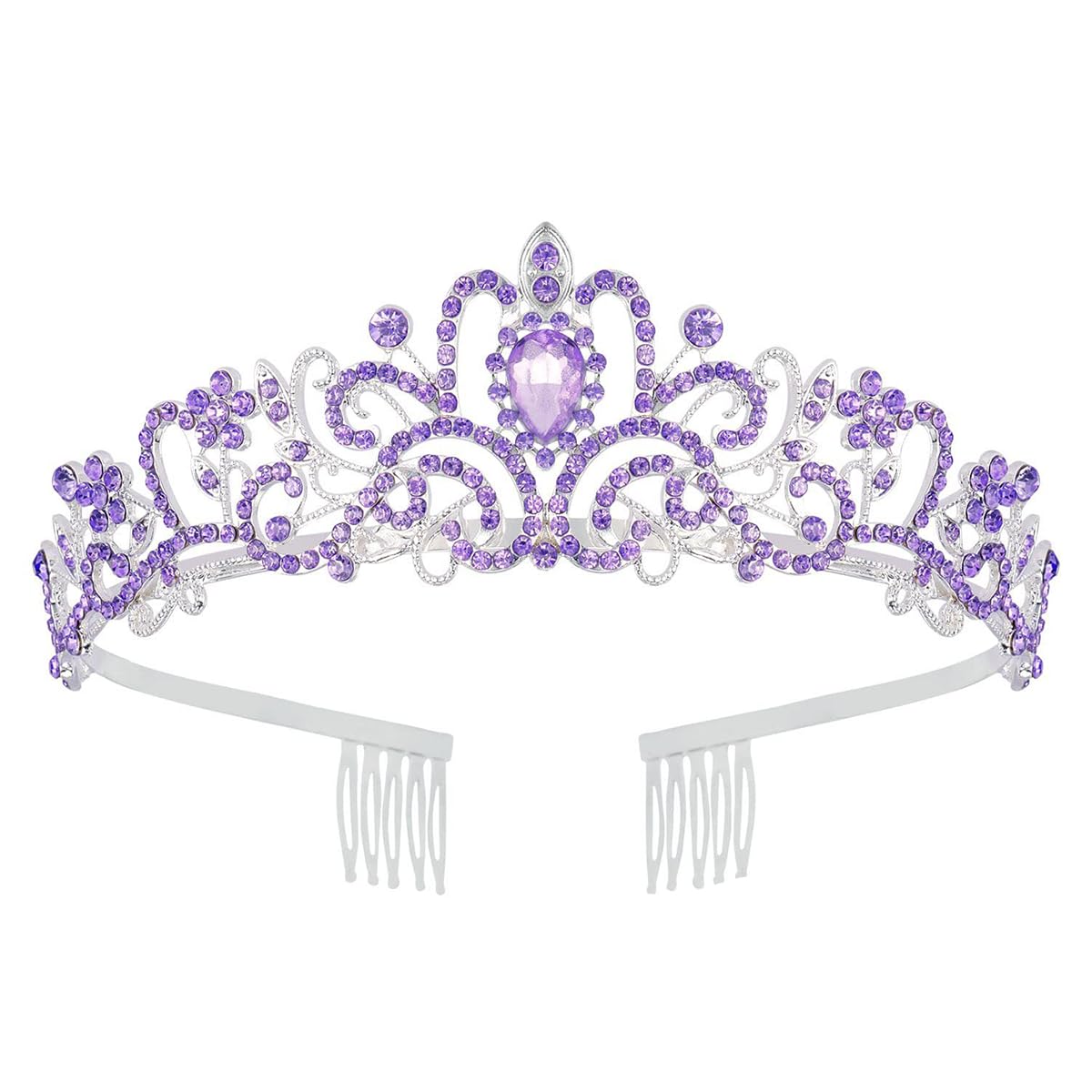 Schmoopy purple tiara front view highlighting regal design and sparkle