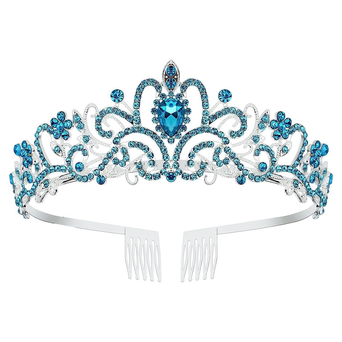 Schmoopy front view showing blue crystals and elegant crown silhouette, adds sparkle