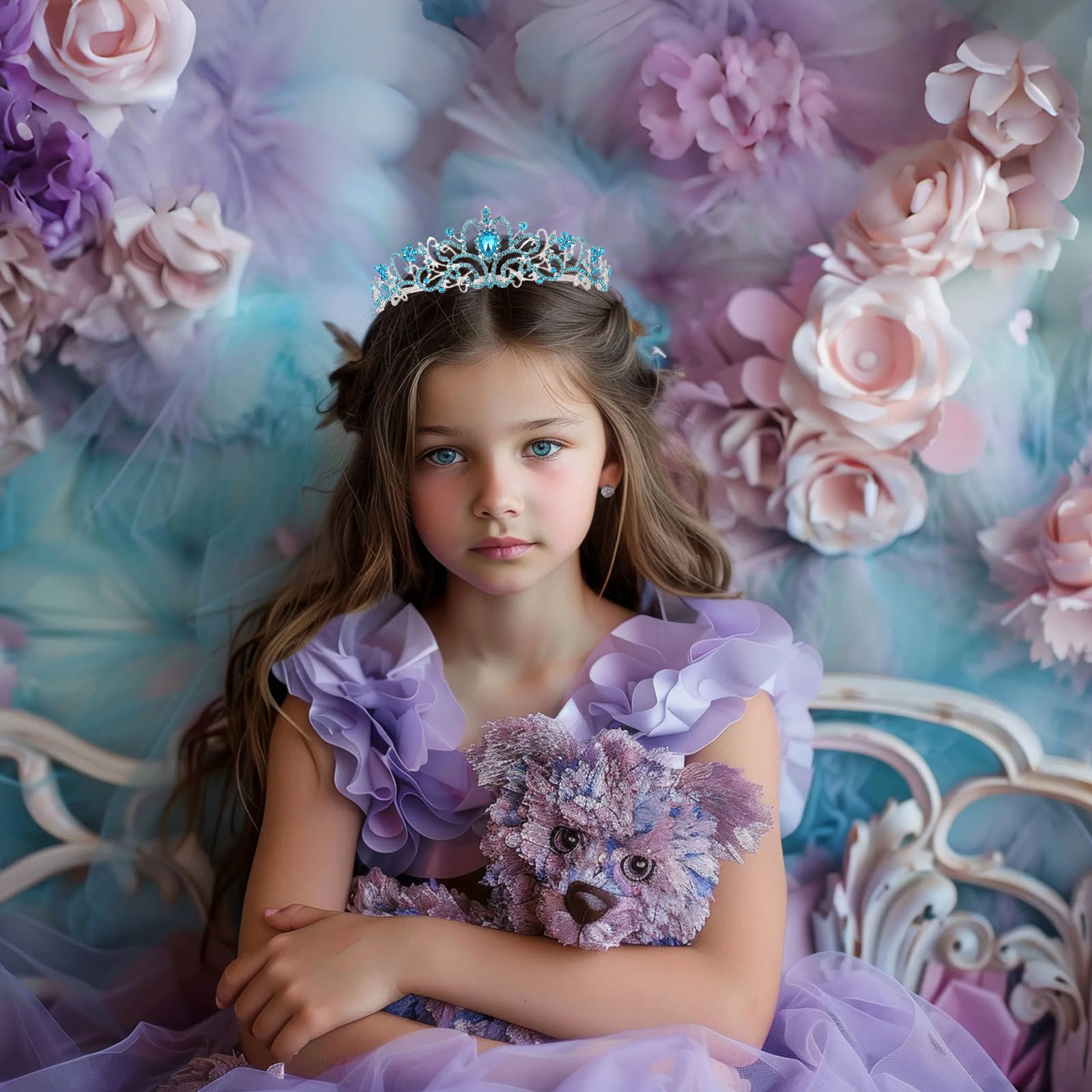 Schmoopy tiara held in hand to show scale and lightweight wearable benefit