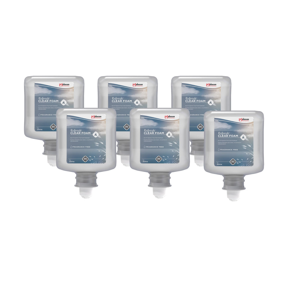 SC Johnson Professional front pouch image showing clear foam hand soap and refill benefits