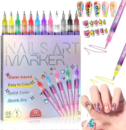 ScontLuy front packaging showing all 12 nail art pens and set benefit