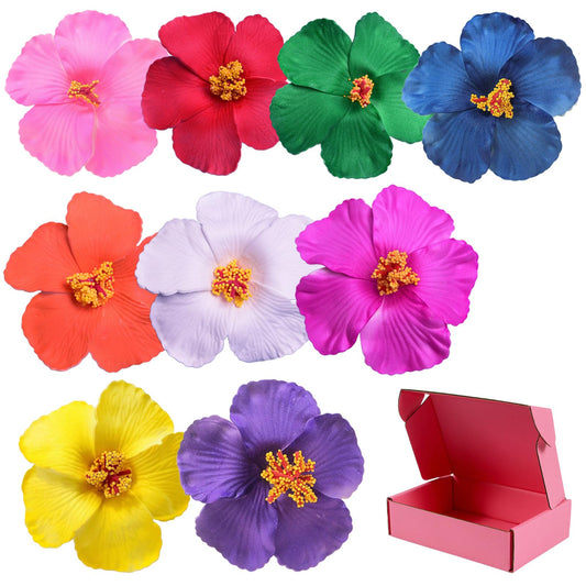 SCORYULE front packaging showing nine colorful hibiscus clips, gift-ready convenience