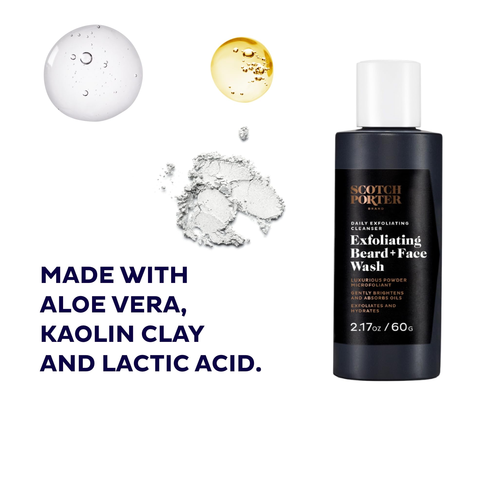 Scotch Porter powder texture in hand highlighting fine grains and easy mixing for gentle exfoliation