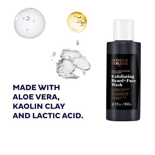 Scotch Porter powder texture in hand highlighting fine grains and easy mixing for gentle exfoliation
