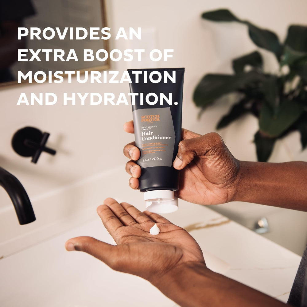 Scotch Porter product texture on hand demonstrating lightweight hydration benefit