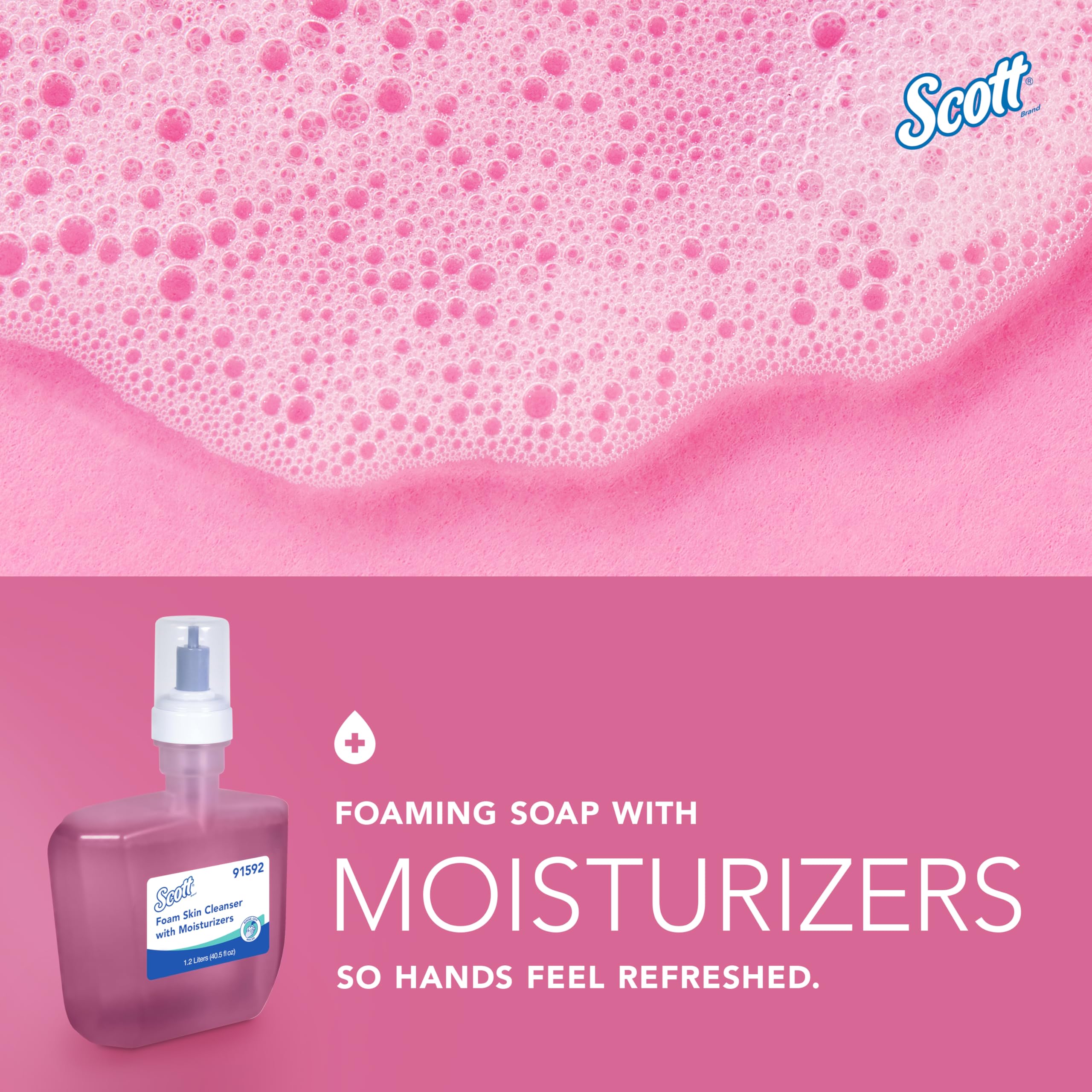 Scott Professional refill beside ruler showing 1.2 L capacity and efficiency