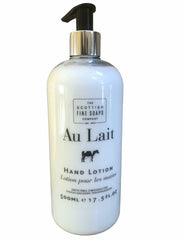 Scottish Fine Soaps Au Lait front label showing product name and size for easy identification and choice
