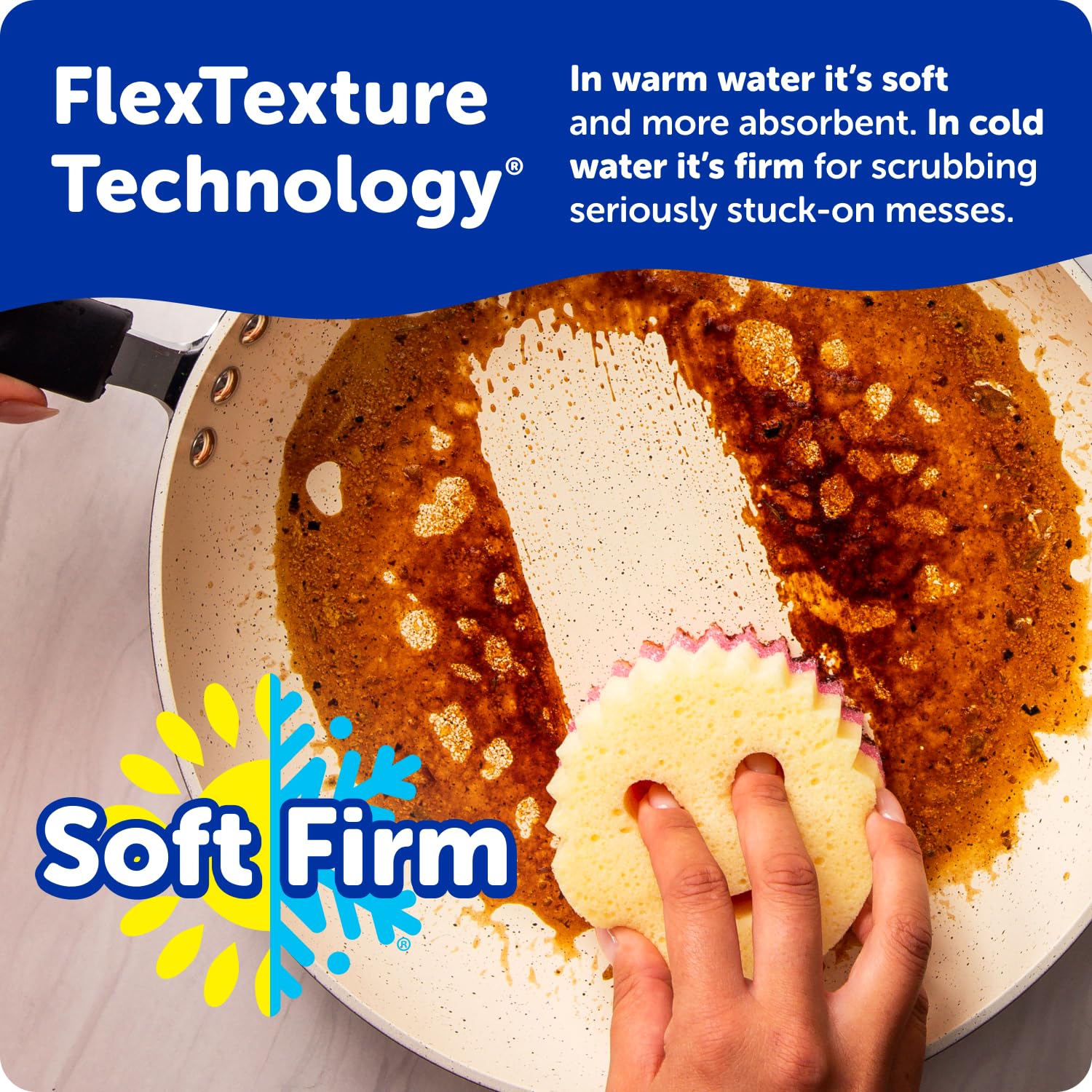 Scrub Daddy FlexTexture detailed close shot highlighting adaptable scrubbing