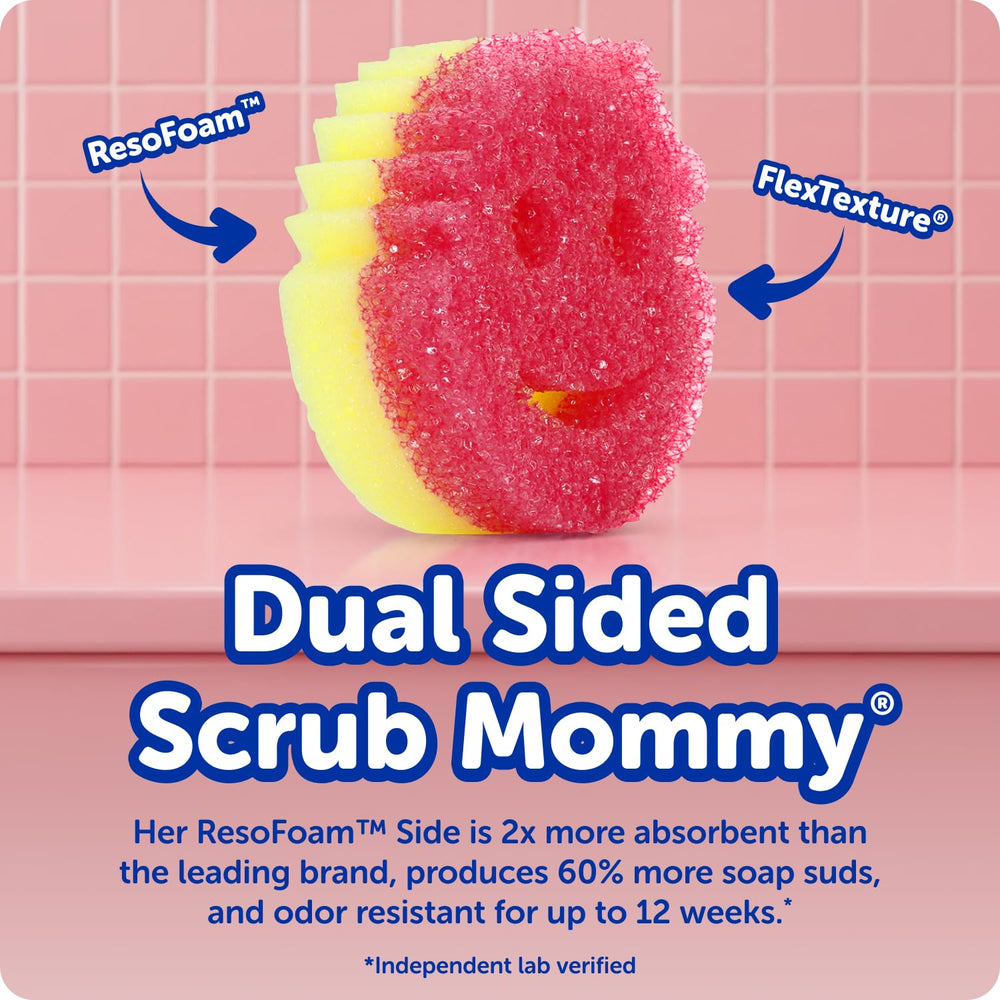 Scrub Daddy Scrub Mommy sponge front view showing dual-texture benefit
