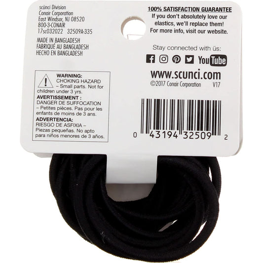 Scunci fine elastic close-up texture highlighting smooth seam-free nylon for gentle hold