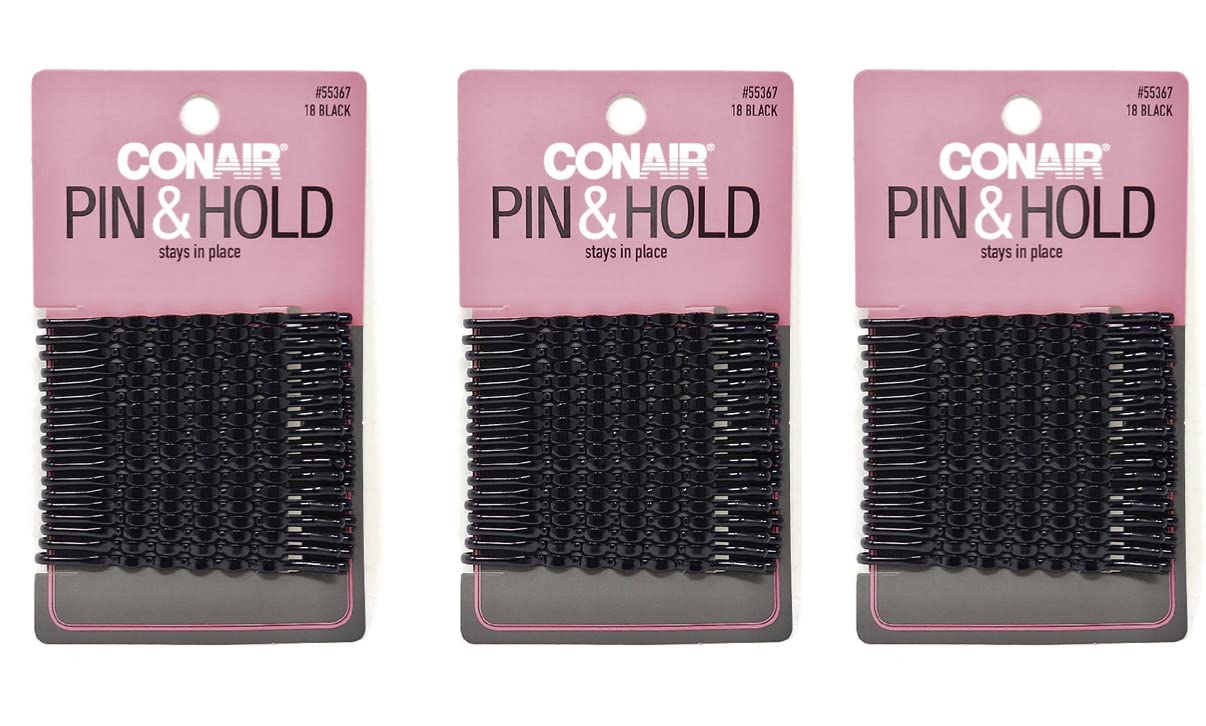 Scunci front packaging showing 3 sets of black bobby pins and easy grab benefit