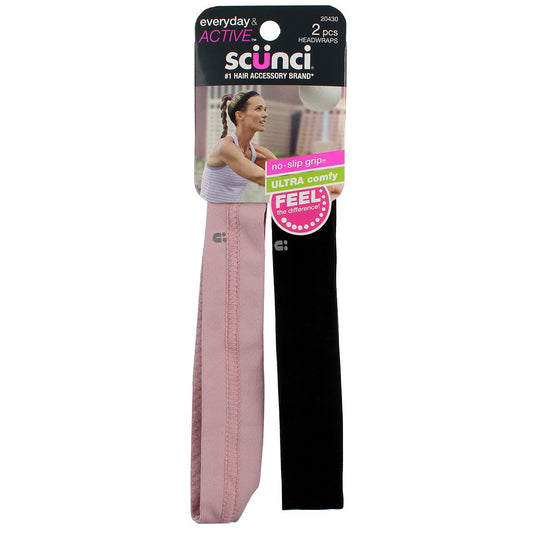 Scunci headwrap front packaging navy polka dot showing two-count value and style