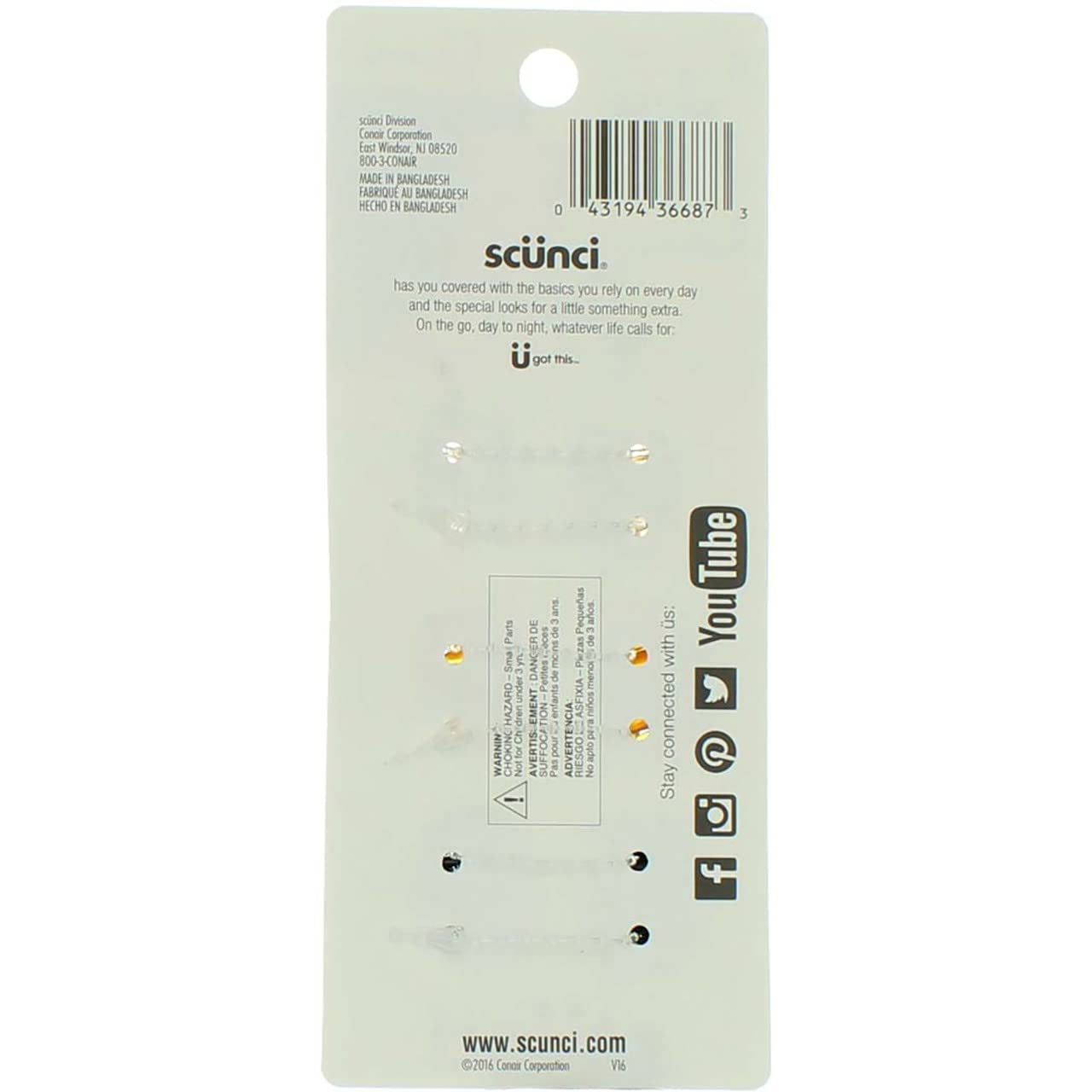 Scunci rubberized inner pad detail reducing slip and protecting hair