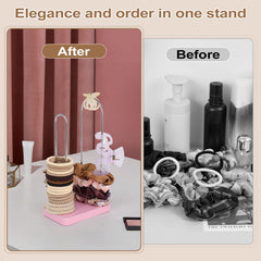 SCUNDA organizer on a vanity in use showing quick access and neat styling benefit