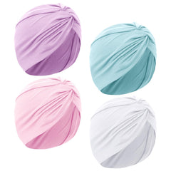 sdfvsdg front view of four-color turban pack showing colors and fit benefit