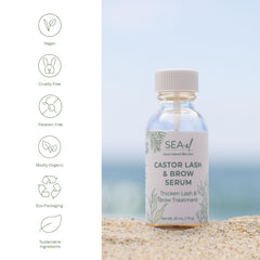 Sea-El serum being applied to eyebrow area demonstrating targeted conditioning benefit