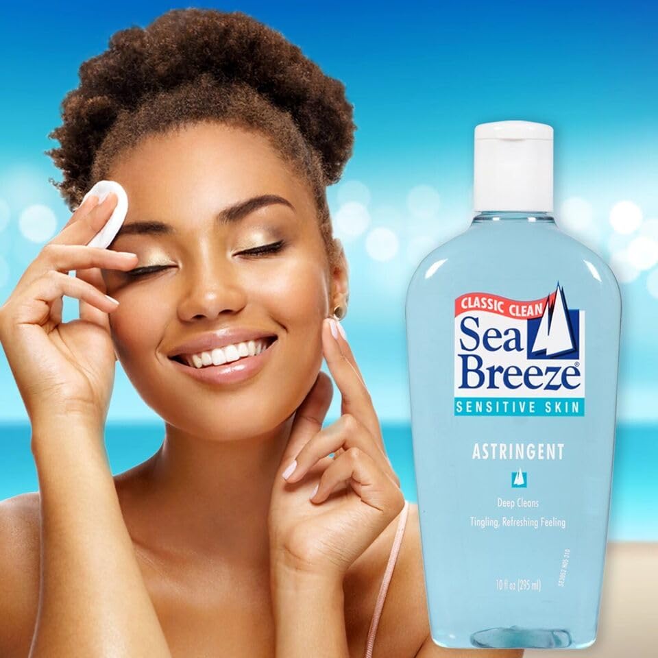 Seabreeze ingredient display with niacinamide and hyaluronic highlights skin-balancing benefit