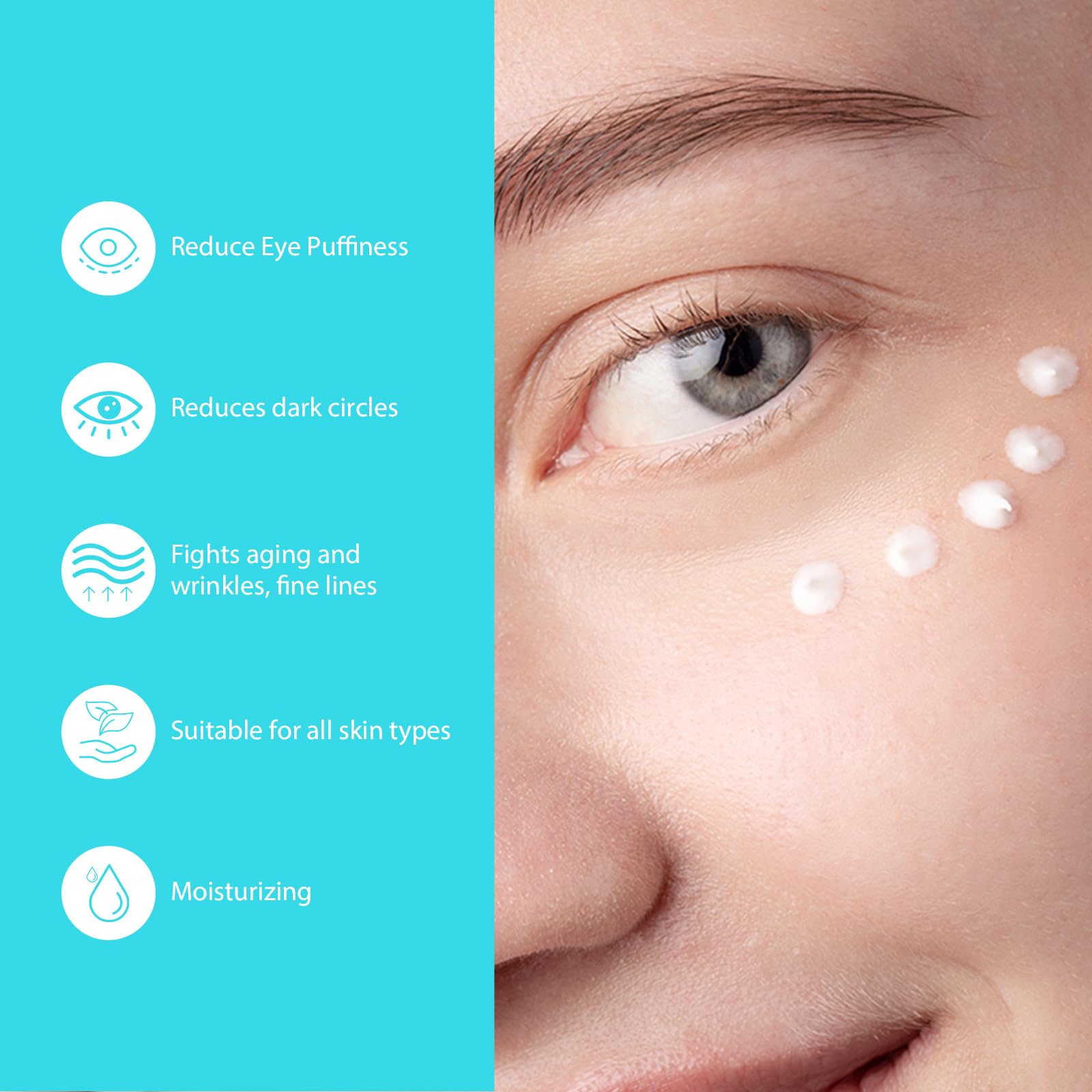 Seacall being applied under eye demonstrating de-puffing massage benefit