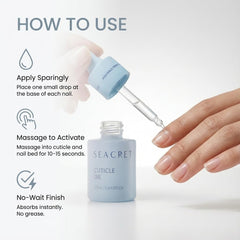 SEACRET fast-absorbing oil texture close-up demonstrating lightweight finish