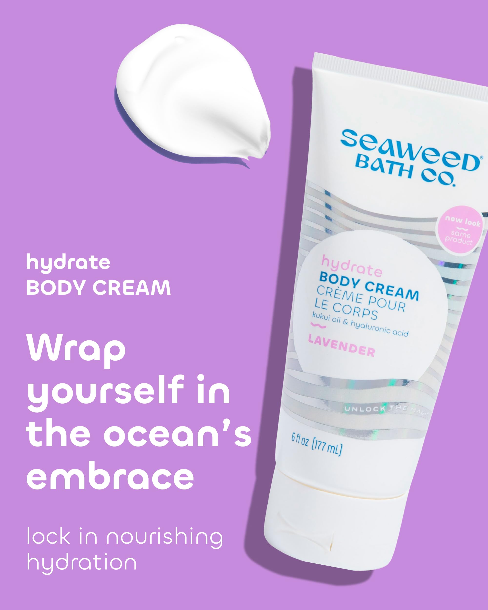 Seaweed Bath Co. cream texture close-up highlighting lightweight hydration