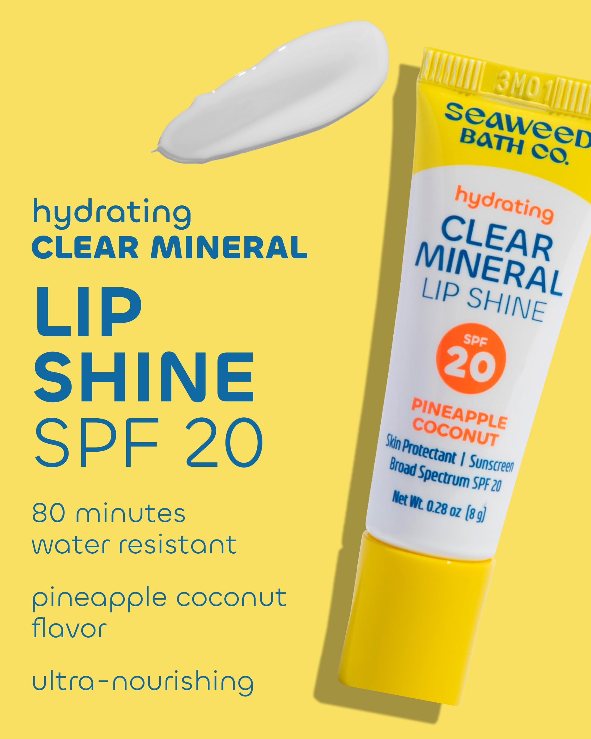 Seaweed Bath Co. lip shine open tube texture showcasing smooth, gliding balm