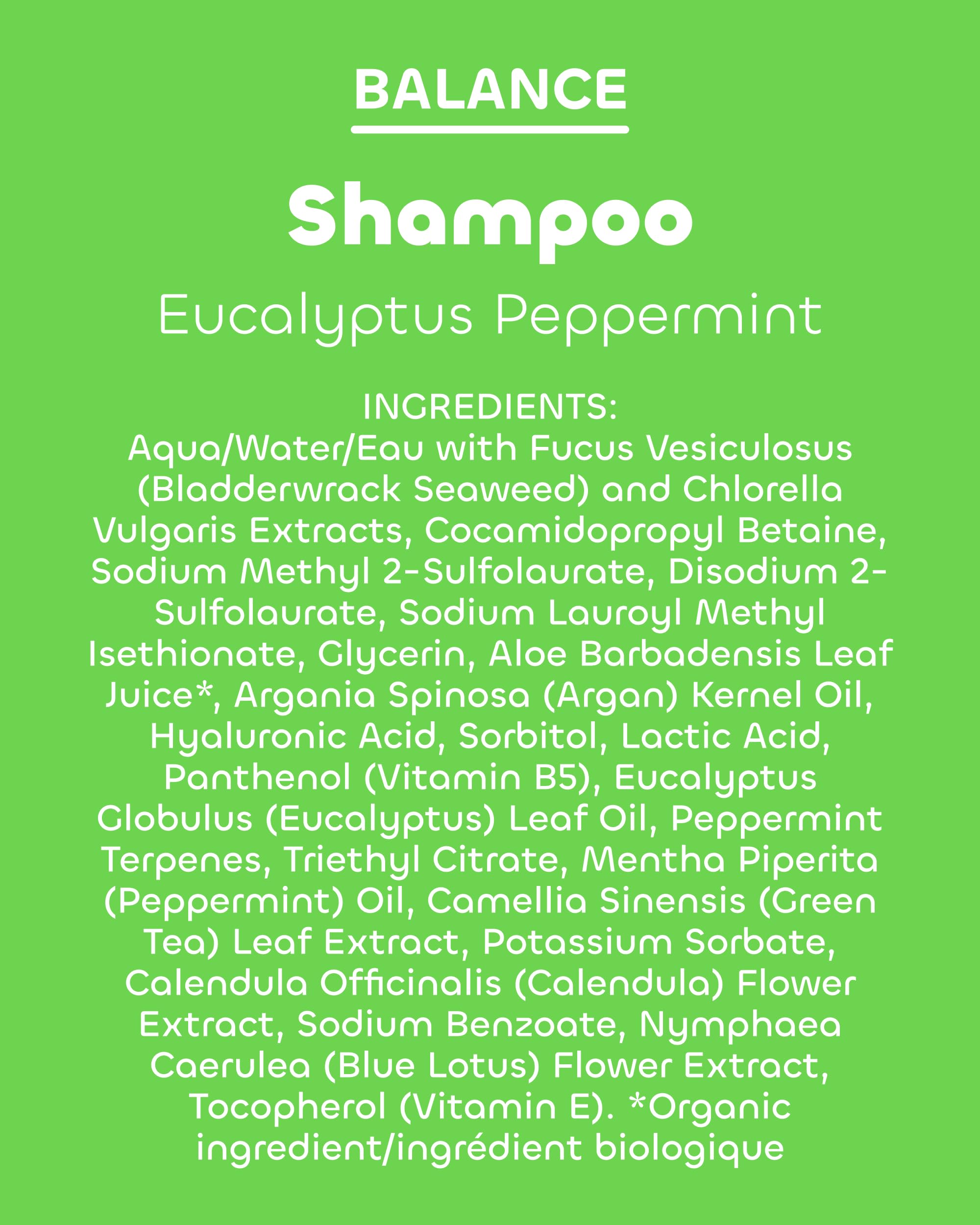 Seaweed Bath Co. shampoo in a shower lifestyle scene conveying invigorating morning boost