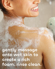Seaweed Bath Co. lathered leg while shaving showing smooth glide benefit