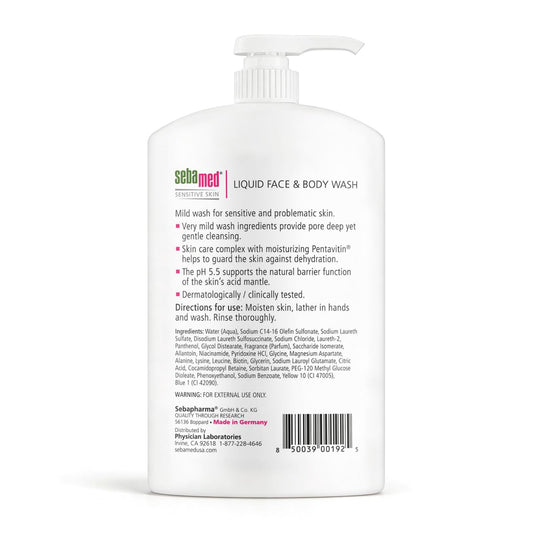 SEBAMED pump dispense closeup demonstrating easy, measured application