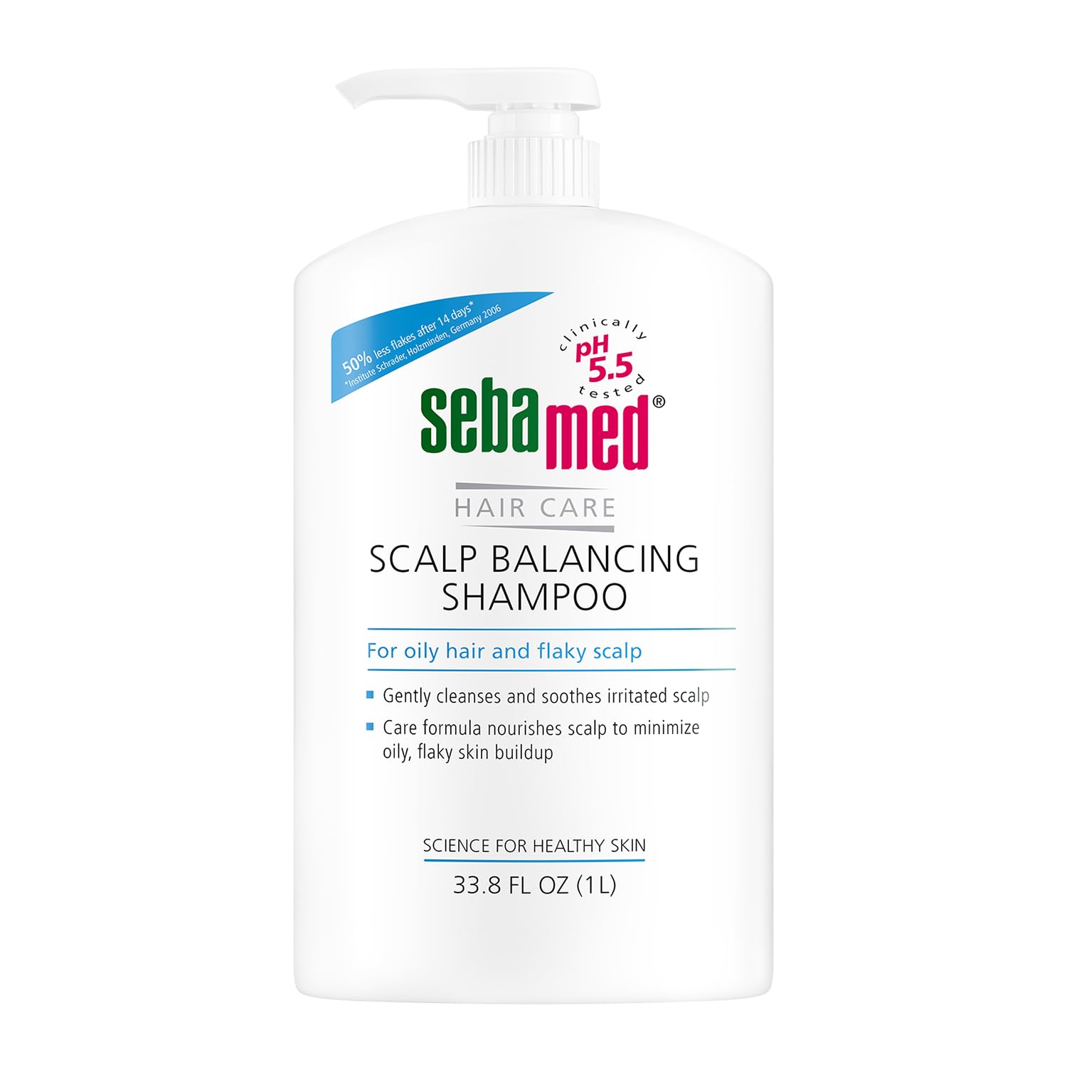 SEBAMED front pump bottle showing product and easy dispensing benefit