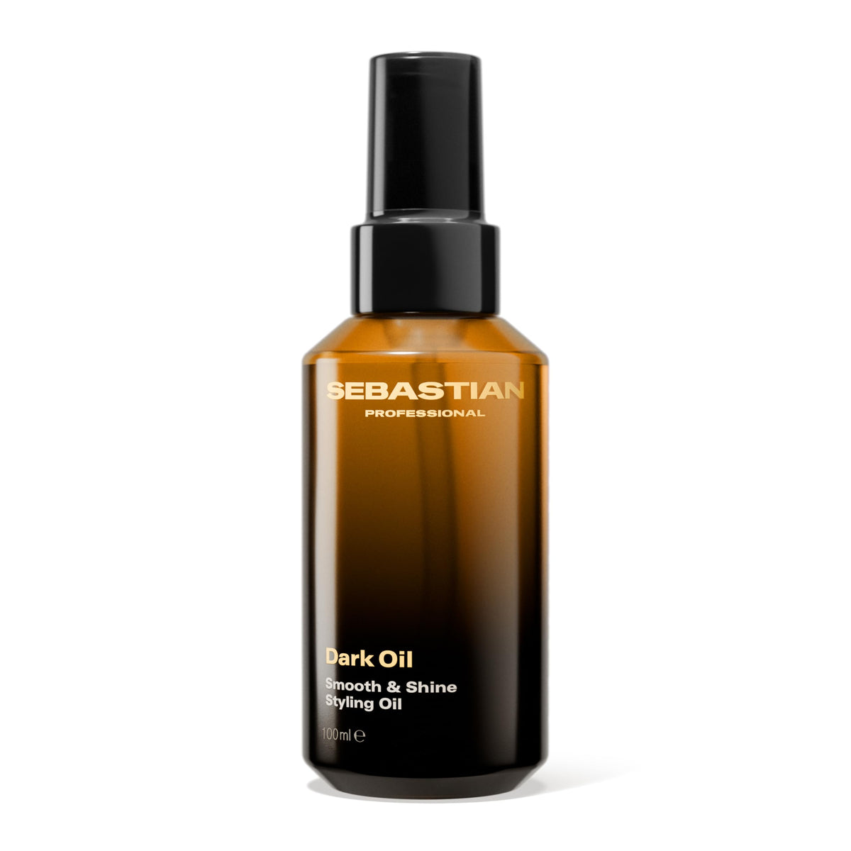 Sebastian Dark Oil front bottle showing pump and elegant packaging for instant shine
