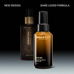 Sebastian label close-up highlighting product name and styling benefits for clarity