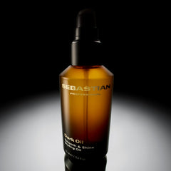Sebastian dark oil on a bathroom shelf in a styled scene suggesting everyday luxury