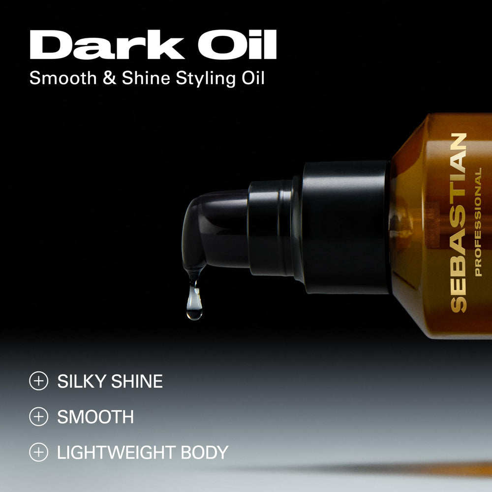 Sebastian dark oil drop on hand showing lightweight texture and quick absorption benefit