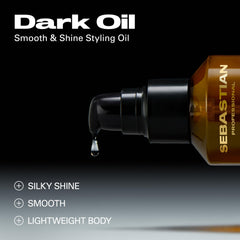 Sebastian dark oil drop on hand showing lightweight texture and quick absorption benefit
