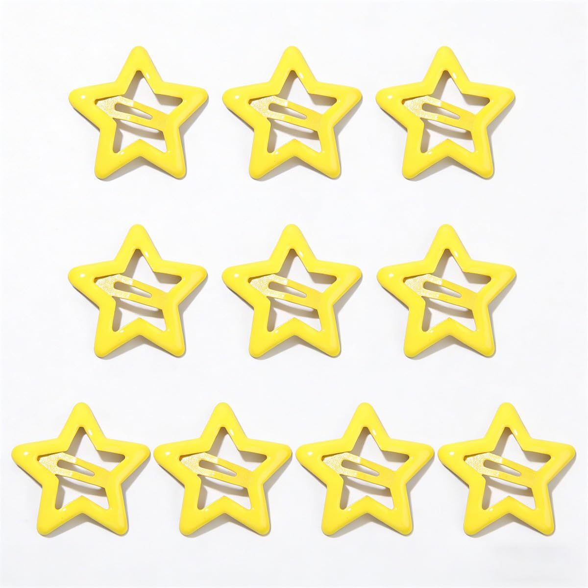 SeBneny front view of 10 yellow star clips showing full set and bright color benefit