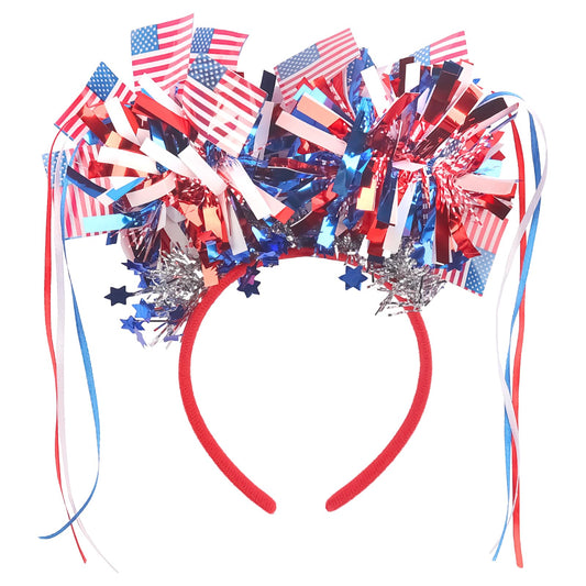 SeBneny front view headband showing patriotic look and instant festive flair
