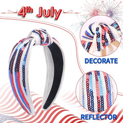 SeBneny headband worn at parade giving patriotic sparkle and lightweight comfort