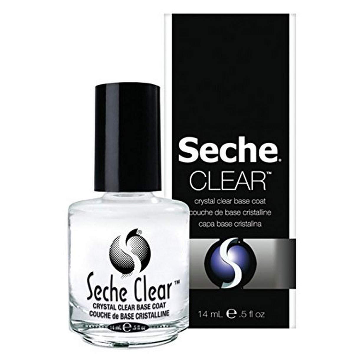 Seche base coat clear bottle showing label and long-lasting benefit
