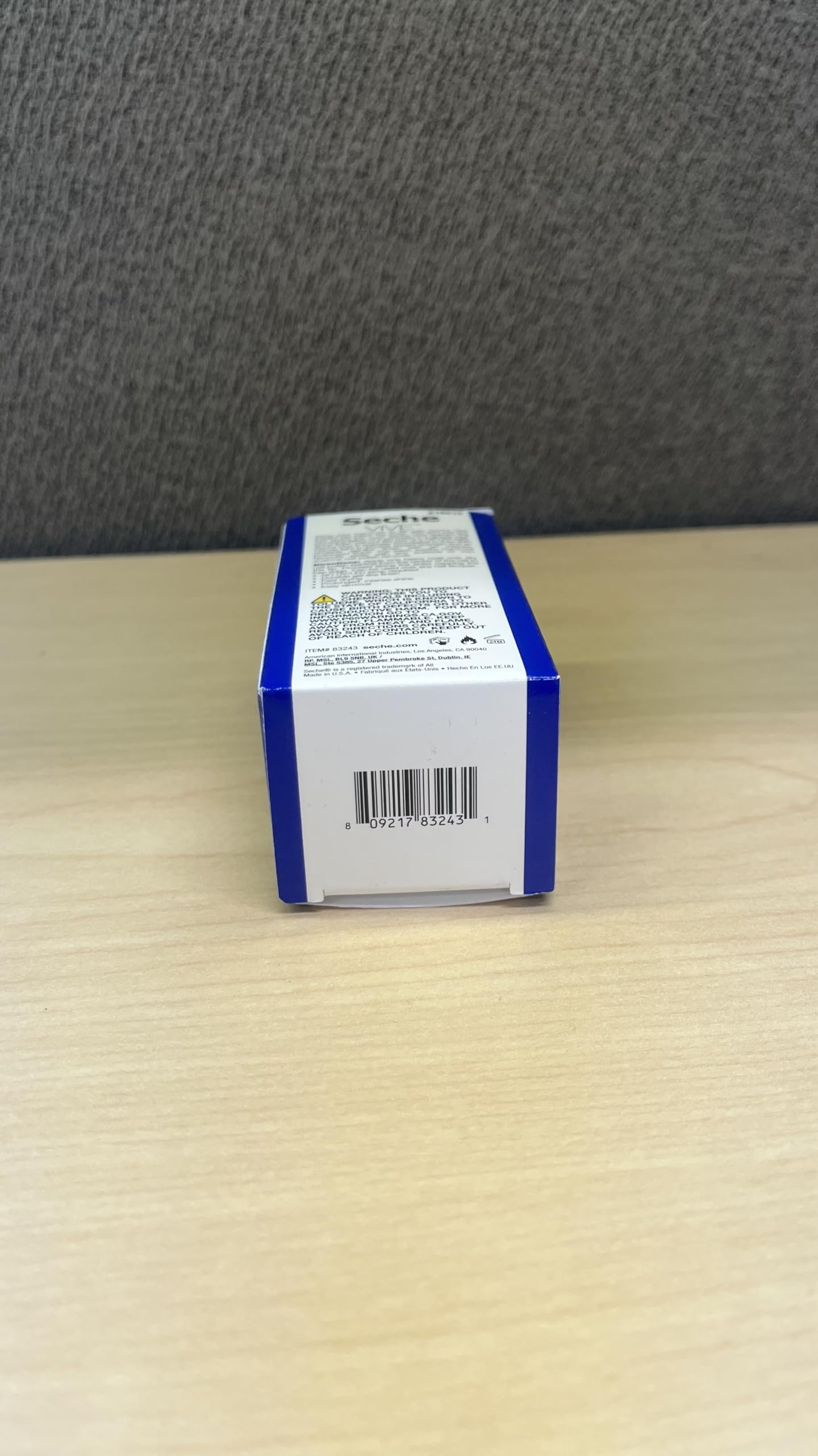 Seche bottle and box staged to show packaging quality and gift-ready appeal