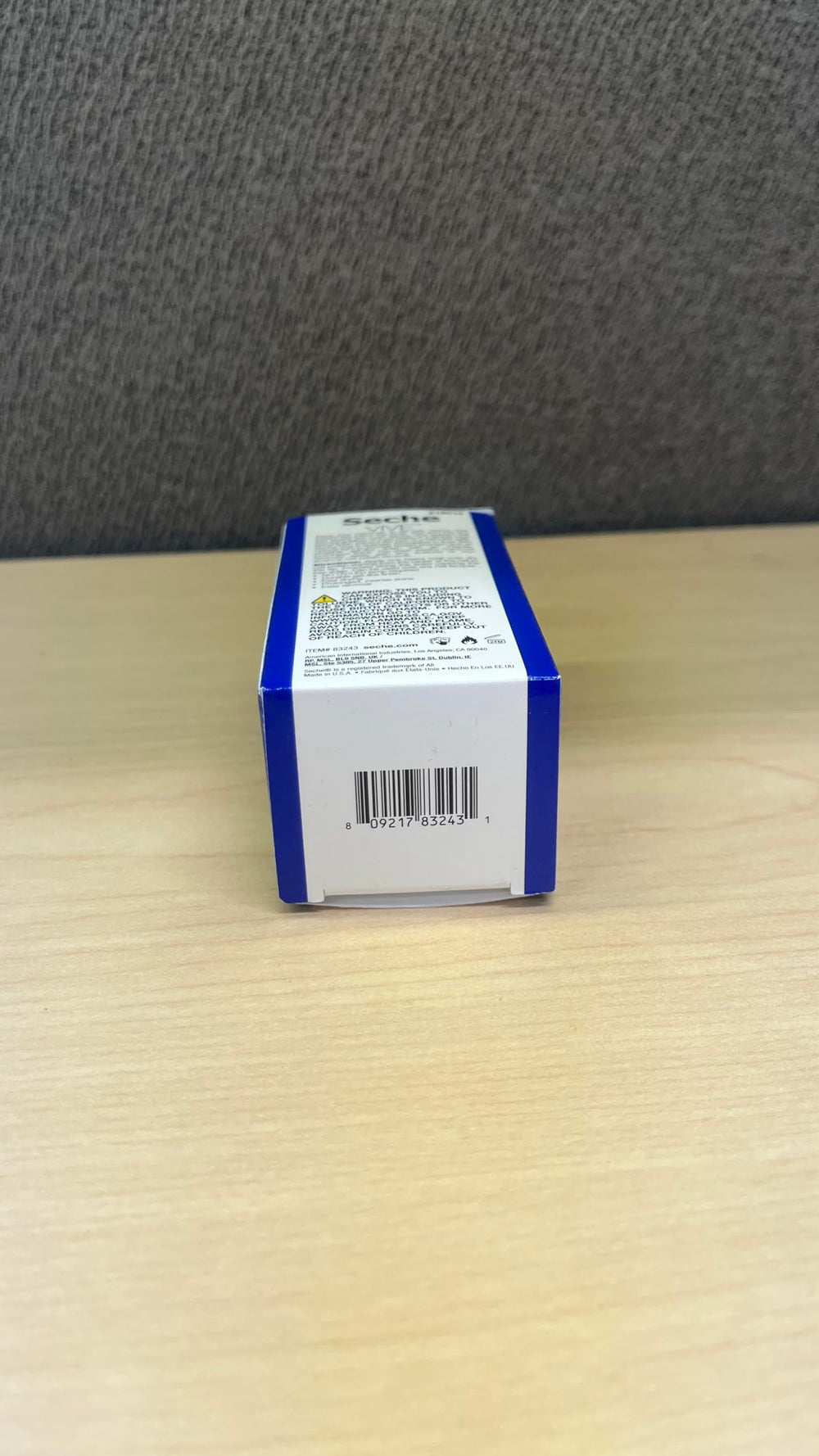 Seche bottle and box staged to show packaging quality and gift-ready appeal