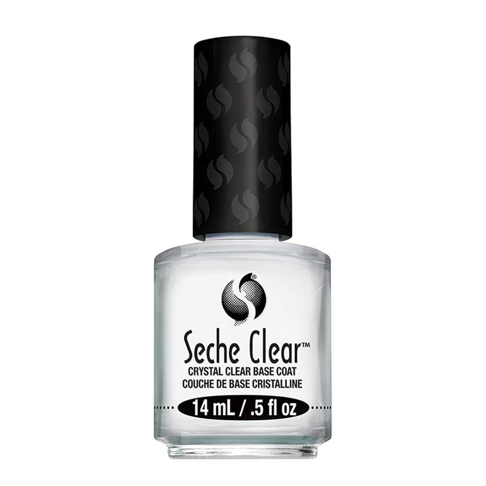Seche clear front label showing brand and bottle for quick identification and trust