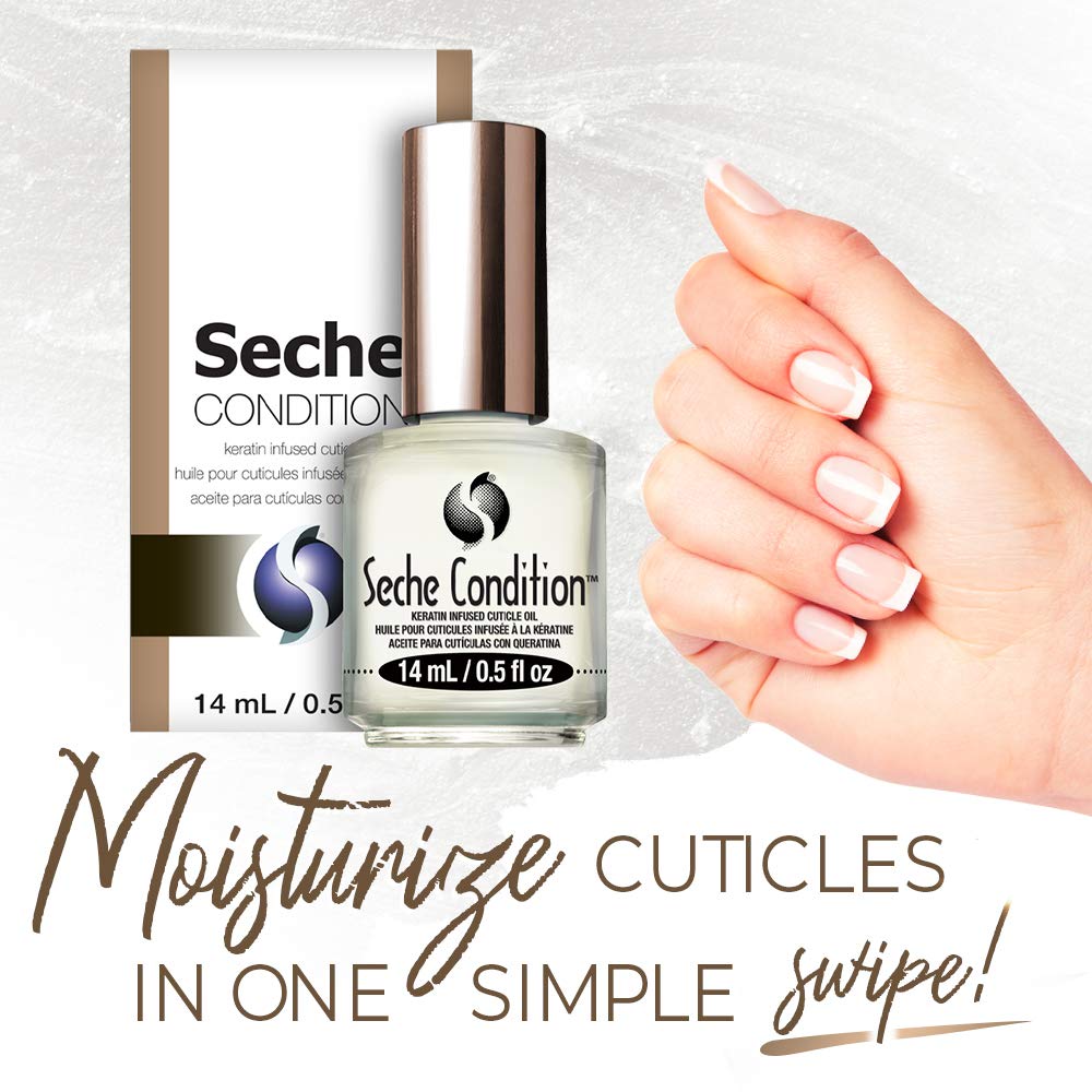 Seche brush applicator close-up showing fine brush for precise cuticle application