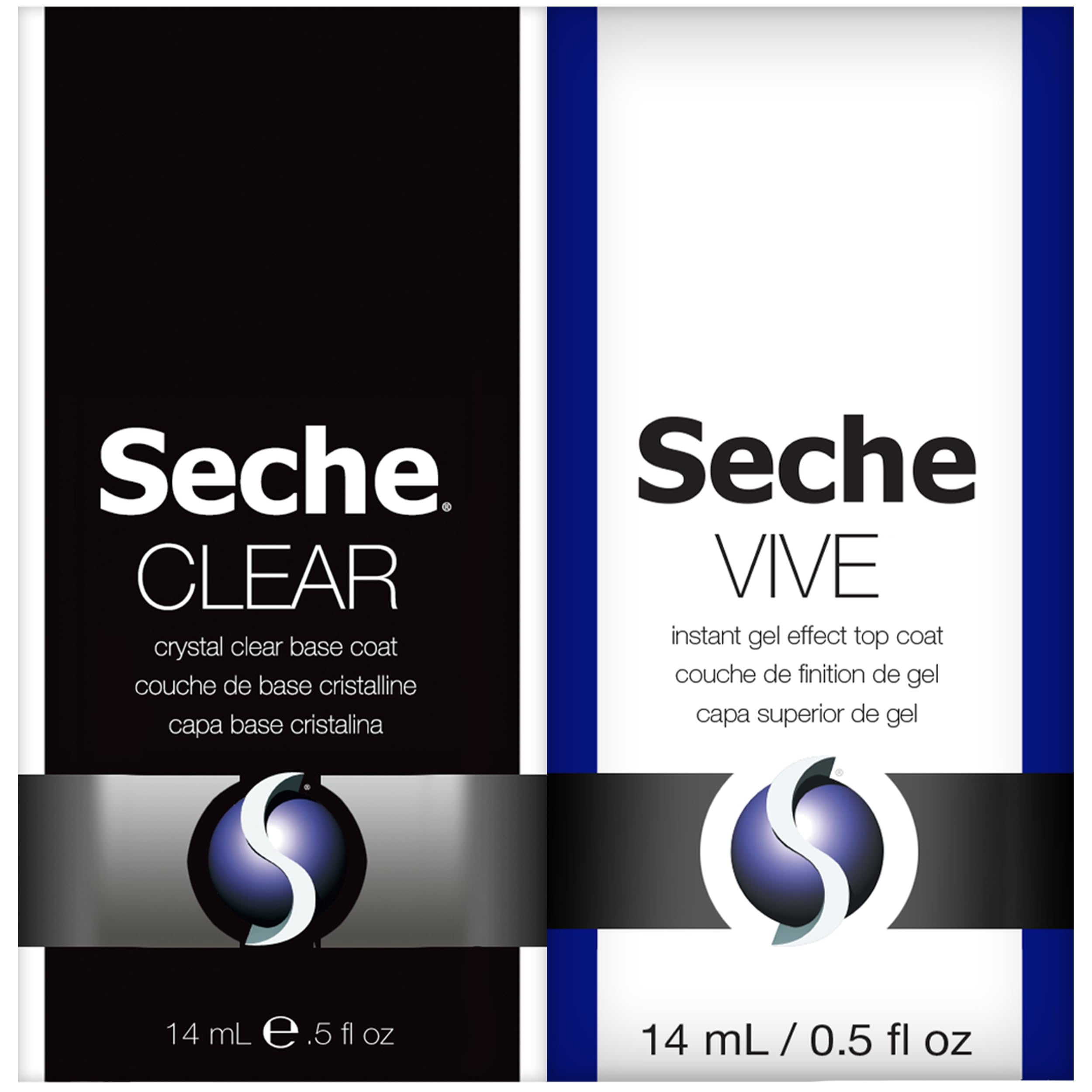 Seche duo front packaging showing both bottles and clear benefits