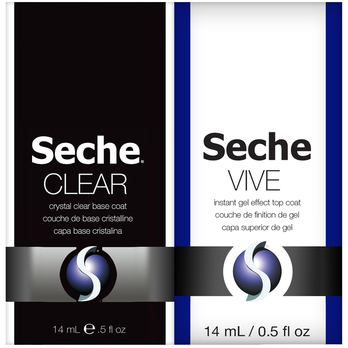 Seche duo front packaging showing both bottles and clear benefits