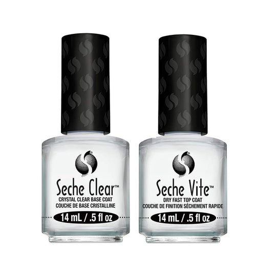 Seche duo front packaging showing both bottles and benefits
