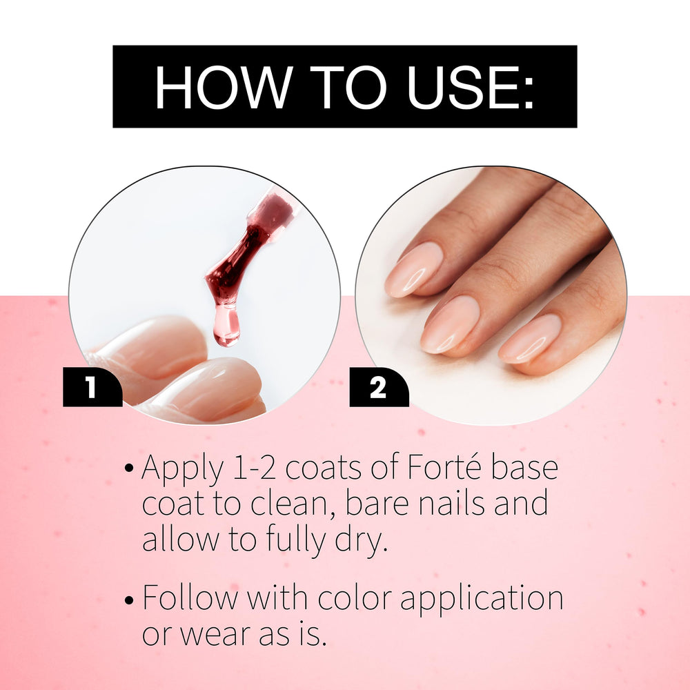 Seche Forté in-use application on nail illustrating quick-dry coverage and better polish base