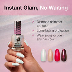 Seche Fx applied on manicured hands showing durable glossy benefit