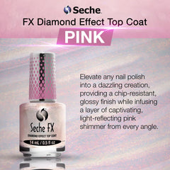 Seche Fx close-up of pink diamond-effect shimmer offering luminous finish