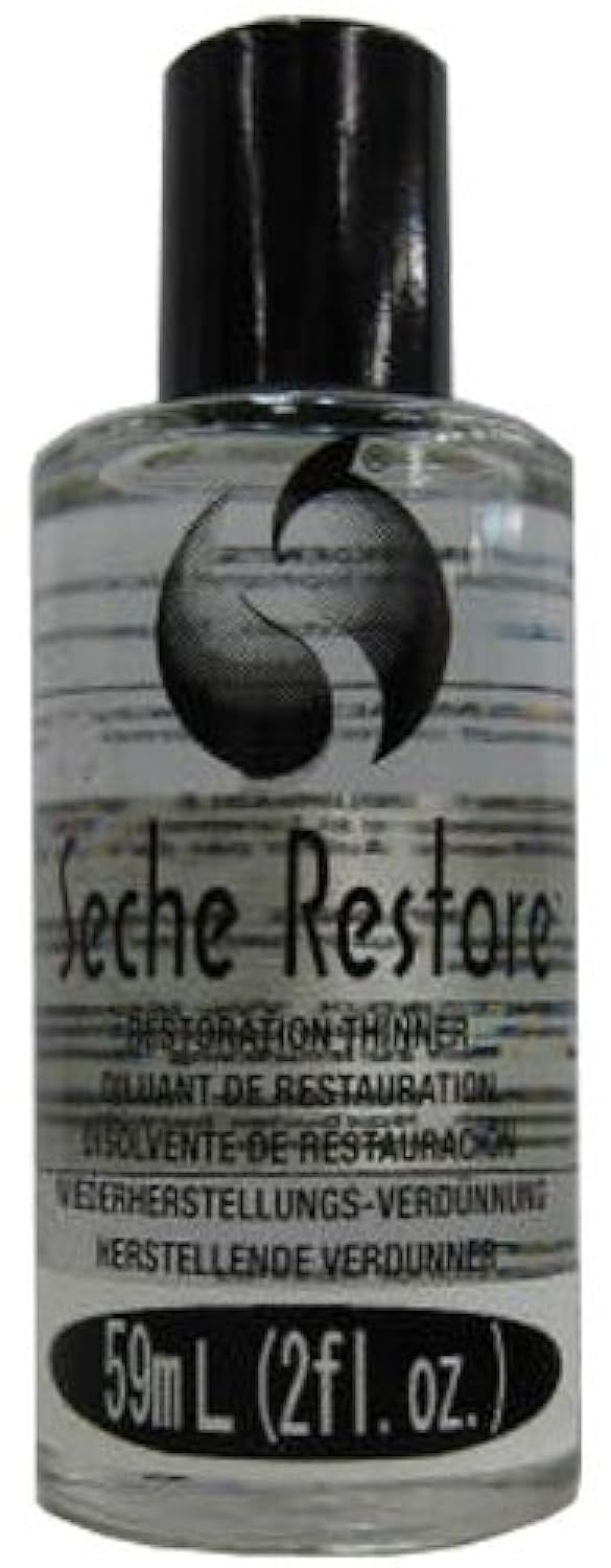Seche bottle front view showing label and 2 oz size, brand restores polish flow