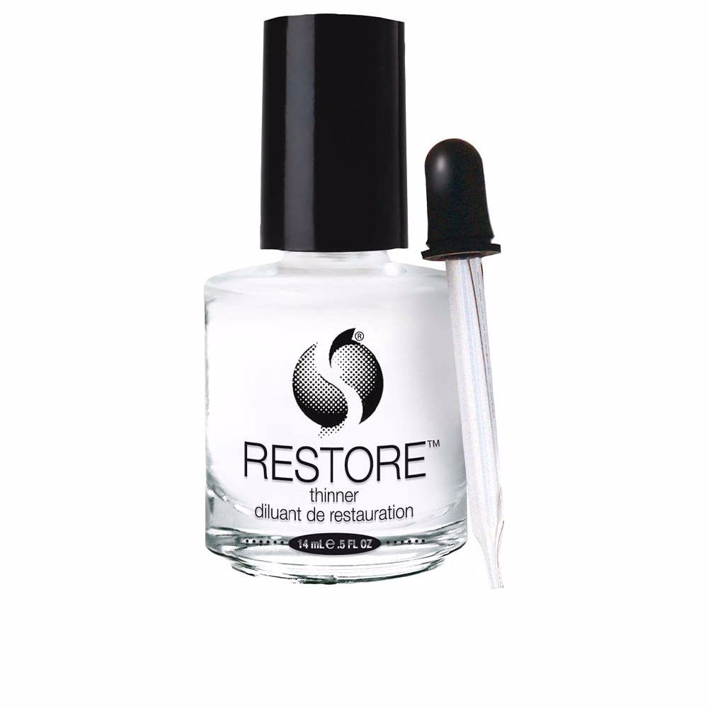 Seche Restore front bottle view showing label and compact size, revives thickened polish